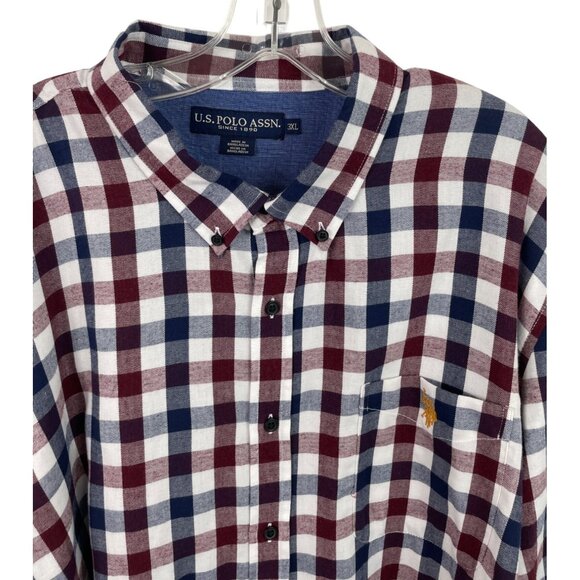 U.S. Polo Assn Mens Size 3XL Long Sleeve Button Down Plaid Flannel Shirt - Picture 3 of 10